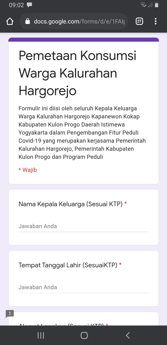 Tim OpenSID Hargorejo sebarkan Survey Pemetaan Konsumsi Warga